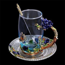 Load image into Gallery viewer, Handmade Enamel Butterfly Rose Cup (Various Designs)
